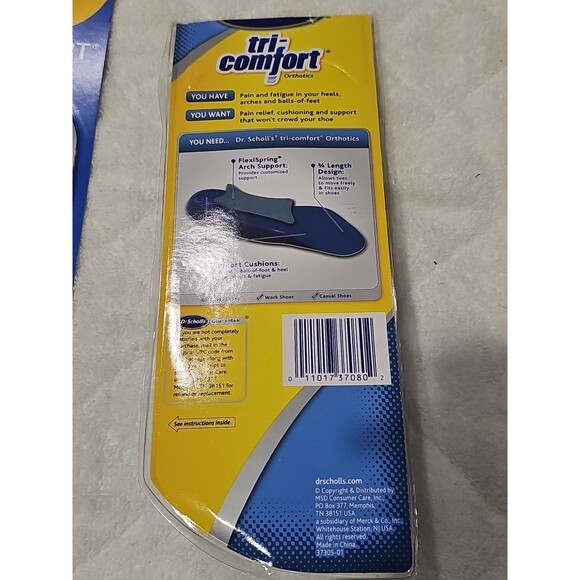 2 Pairs Dr. Scholls Insoles TRI COMFORT Women's Size 6-10 Comfort For Heel Arch - Picture 4 of 5